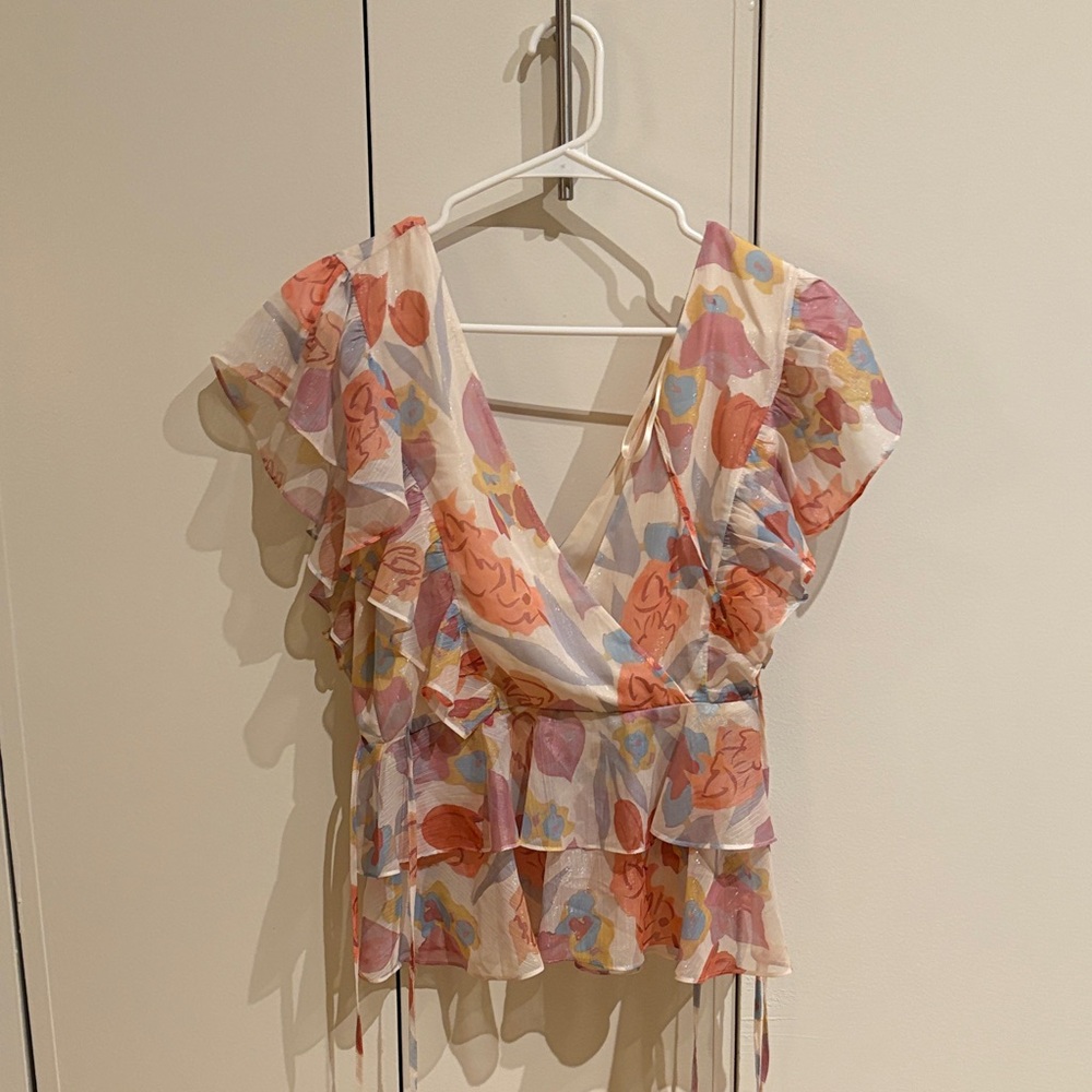 Ted Baker London Multicolor Floral Wrap Blouse